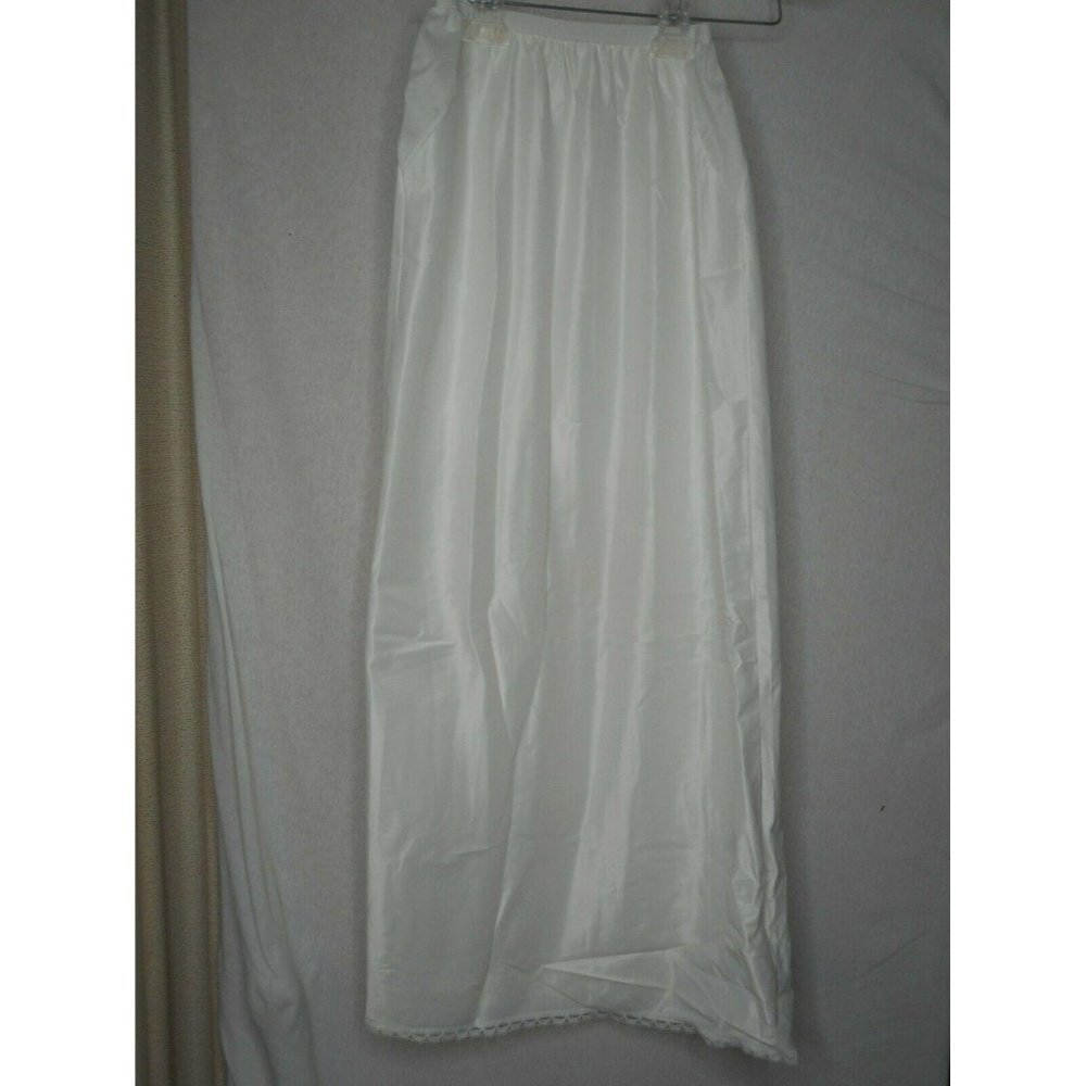 Vtg Nylon creamy White Maxi Full Length half Slip Petite - Picture 1 of 6